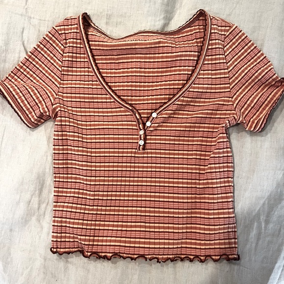 American Eagle Outfitters Tops - American Eagle Striped Button Crop Top